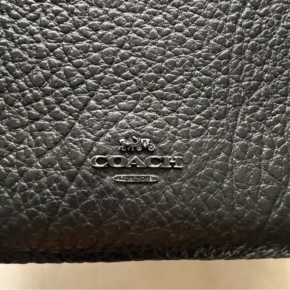 COACH Faye Crossbody Purse Bag All Black Pebbled Leather Flap F1880-F22349 - Picture 4 of 15